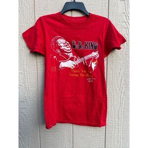 Vintage BB King SAS INC Single Stitch Red Tee Sz XS-S Rare
